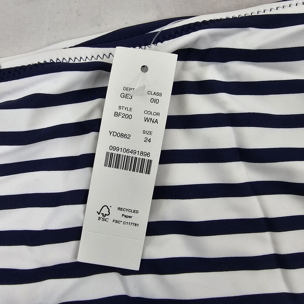 J Crew One Piece 24 3X Blue Striped Square Neck Cut Out Bikini Swim Suit - Picture 11 of 11